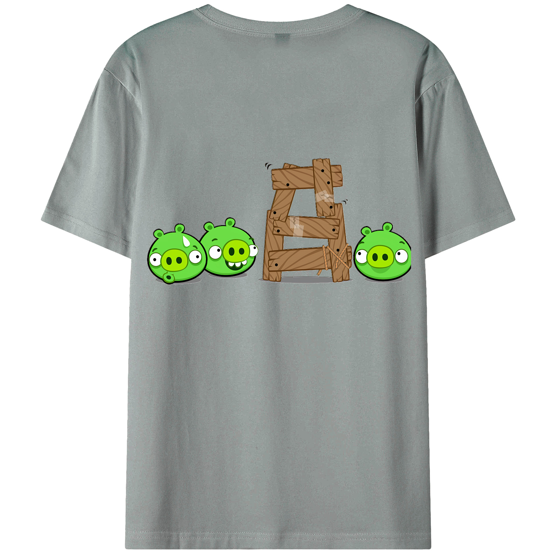 （画像用） Angry Birds アングリーバード 綿100％ メンズ半袖Tシャツ（バックプリント） 通気性